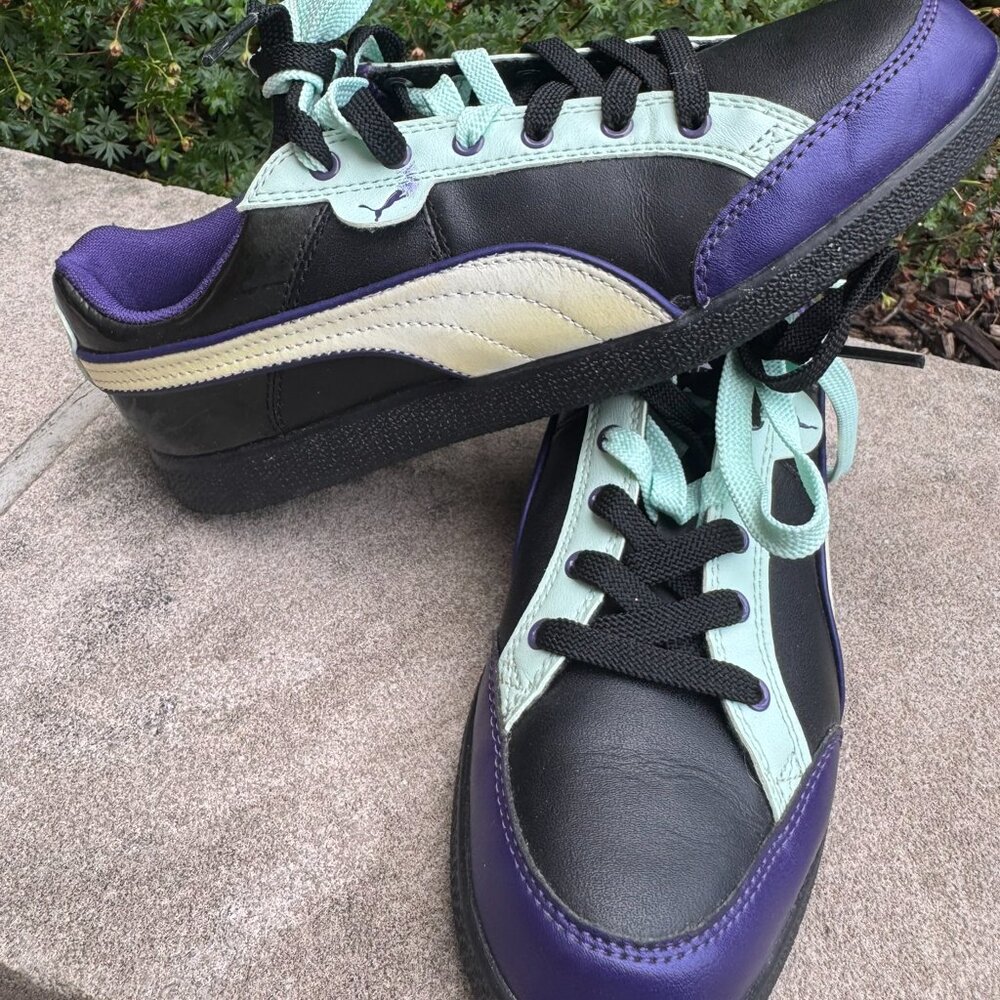 Puma Sport Lifestyle Black and purple leather Sneakers 8.5 Women's